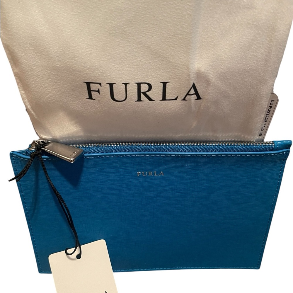 Furla Vibrant Blue Babylon leather Clutch